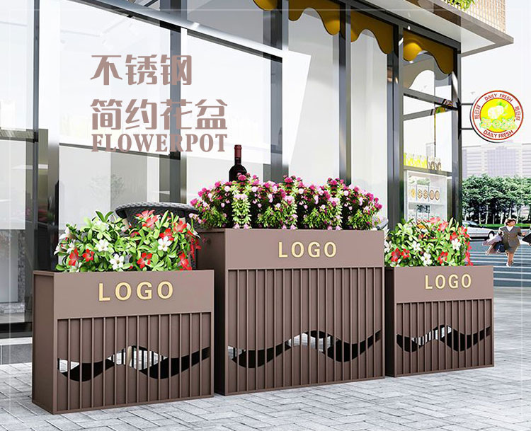 不銹鋼長方形戶外花箱景觀廣場花盆 不銹鋼長方形戶外花箱景觀廣場花盆