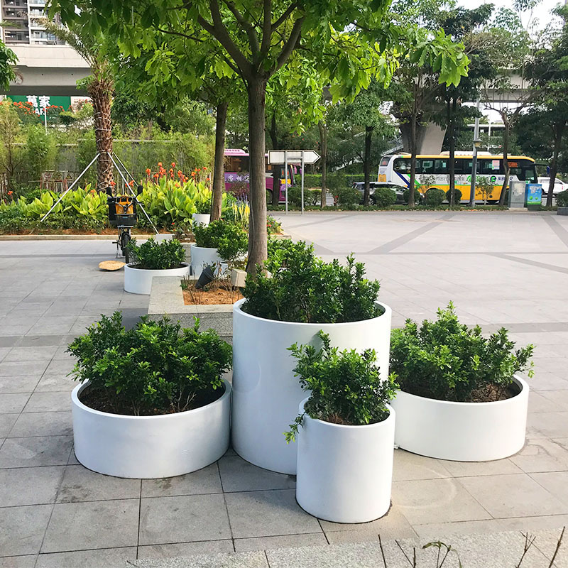 玻璃鋼圓柱形花盆戶外景觀種植花缽 玻璃鋼圓柱形花盆戶外景觀種植花缽