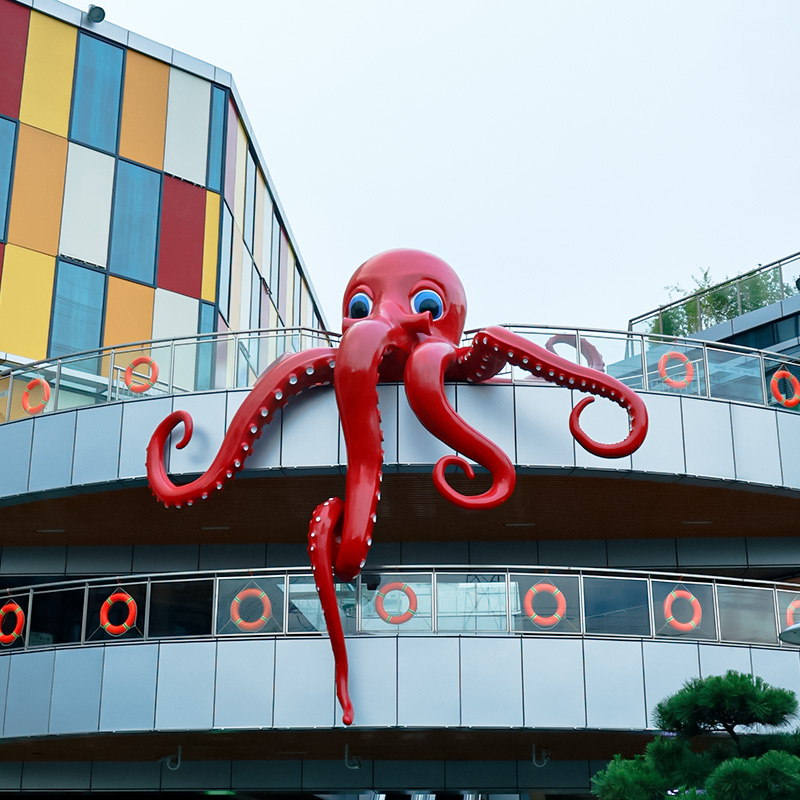 玻璃鋼大型章魚雕塑樓頂造型美陳擺件 玻璃鋼大型章魚雕塑樓頂造型美陳擺件