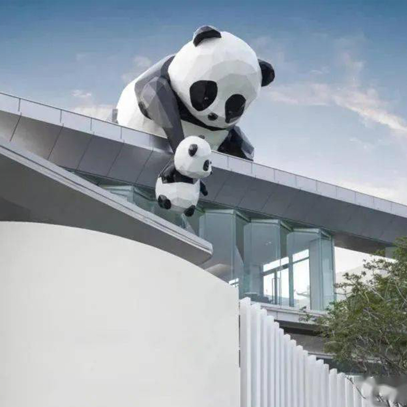 玻璃鋼大型熊貓雕塑樓頂動物造型打卡擺件 玻璃鋼大型熊貓雕塑樓頂動物造型打卡擺件