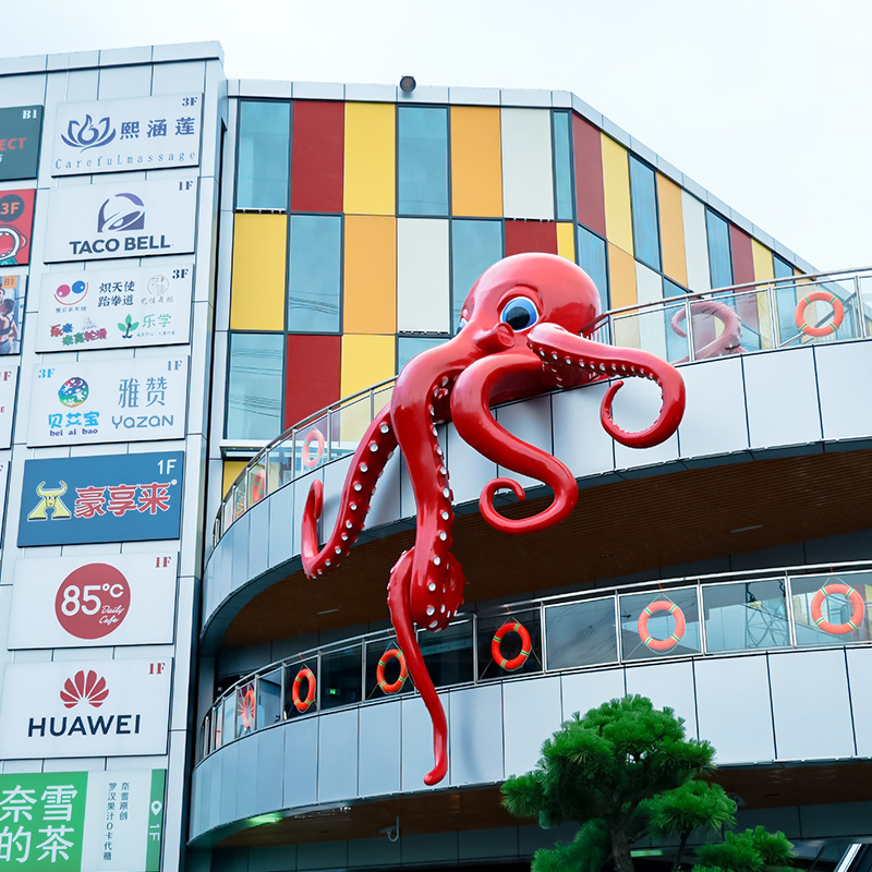玻璃鋼大型章魚雕塑樓頂造型美陳擺件 玻璃鋼大型章魚雕塑樓頂造型美陳擺件