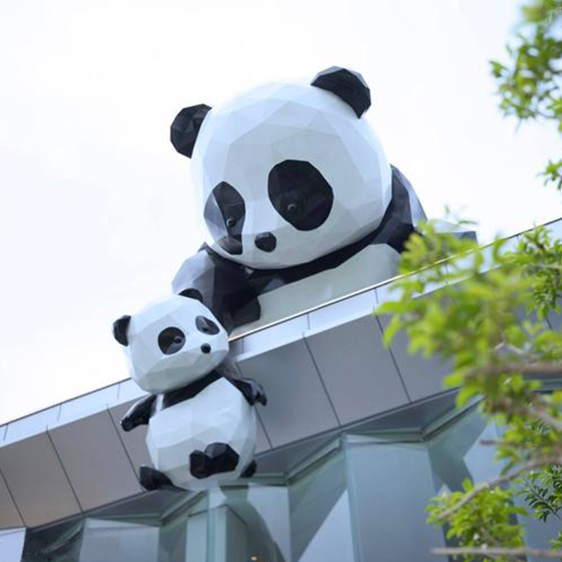 玻璃鋼大型熊貓雕塑樓頂動物造型打卡擺件 玻璃鋼大型熊貓雕塑樓頂動物造型打卡擺件