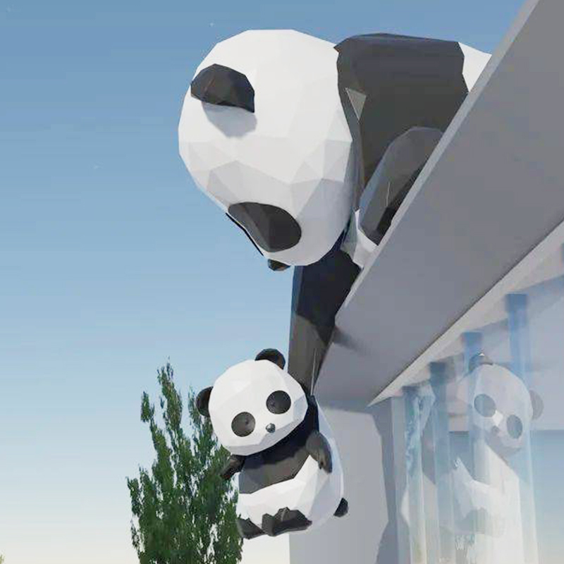 玻璃鋼大型熊貓雕塑樓頂動物造型打卡擺件 玻璃鋼大型熊貓雕塑樓頂動物造型打卡擺件