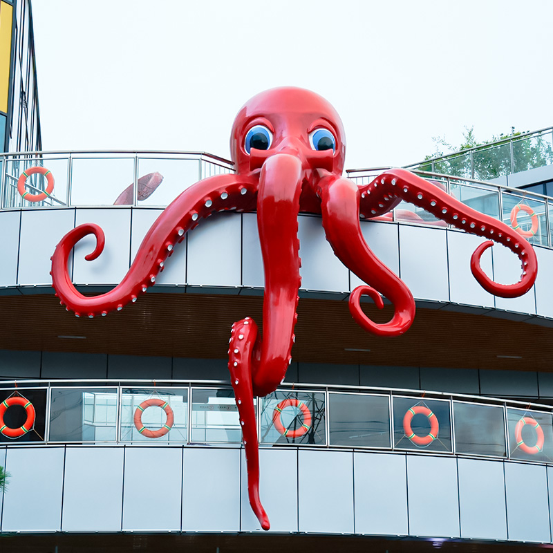 玻璃鋼大型章魚雕塑樓頂造型美陳擺件 玻璃鋼大型章魚雕塑樓頂造型美陳擺件