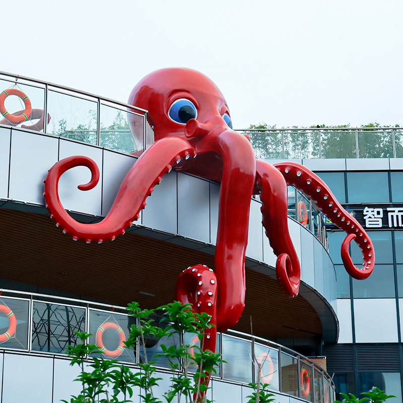 玻璃鋼大型章魚雕塑樓頂造型美陳擺件 玻璃鋼大型章魚雕塑樓頂造型美陳擺件