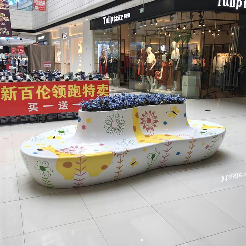 玻璃鋼心形花盆彩繪藝術(shù)景觀花壇座椅 玻璃鋼心形花盆彩繪藝術(shù)景觀花壇座椅