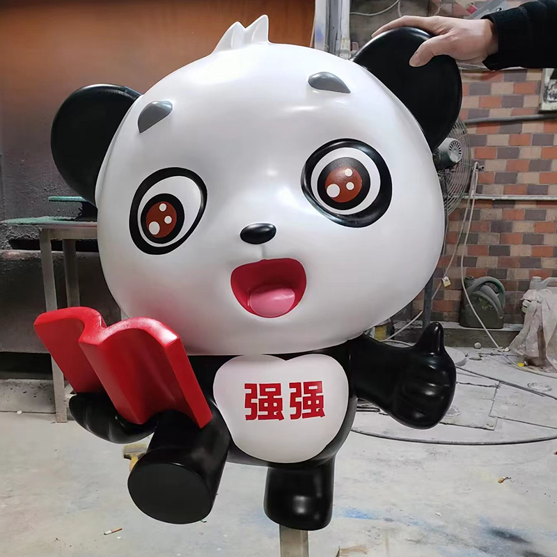 玻璃鋼卡通熊貓雕塑動物美陳公仔擺件 玻璃鋼卡通熊貓雕塑動物美陳公仔擺件