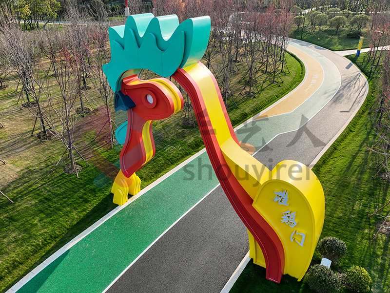不銹鋼雄雞造型門頭鍍鋅板景觀金屬大門造型 不銹鋼雄雞造型門頭鍍鋅板景觀金屬大門造型