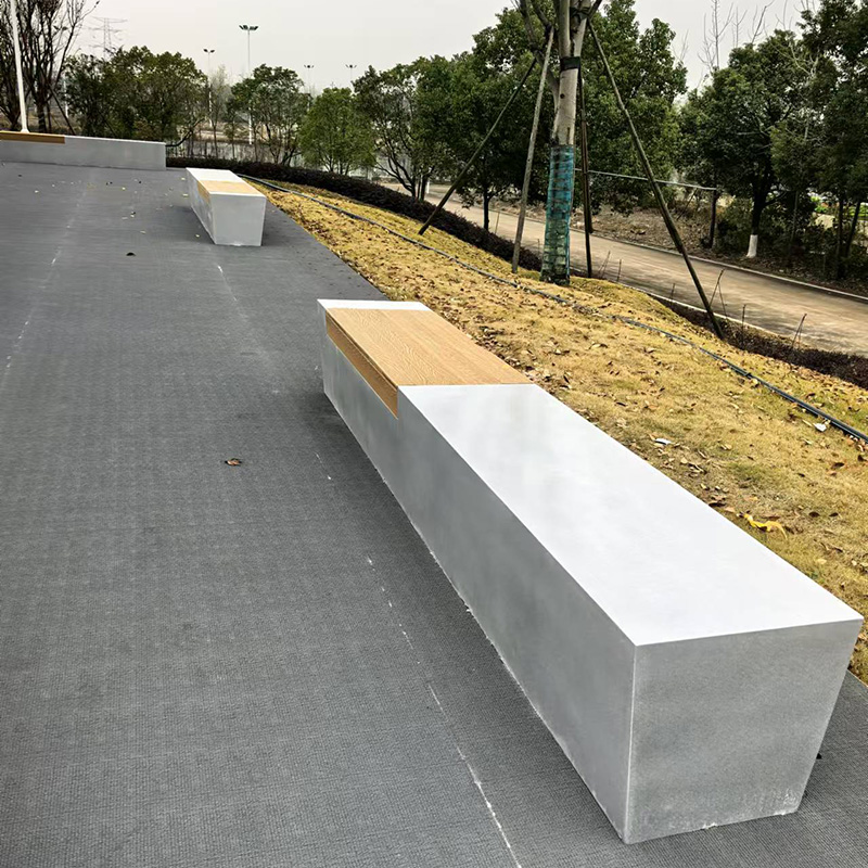 GRC混凝土木面坐凳泰科石UHPC長條景觀座椅 GRC混凝土木面坐凳泰科石UHPC長條景觀座椅